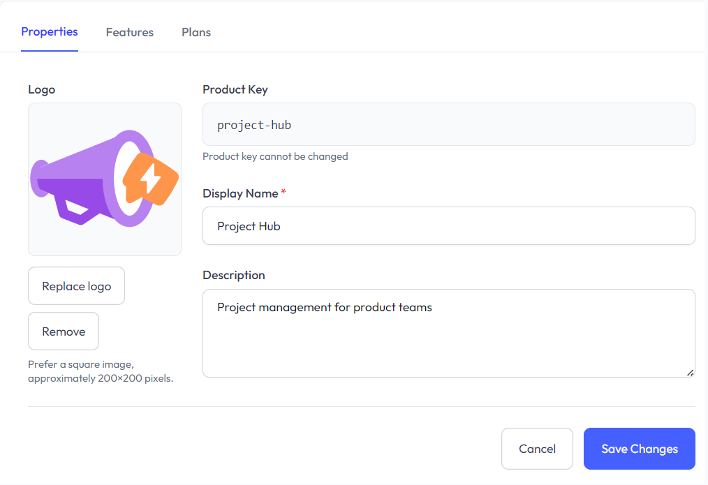 Product details editor for Project Hub